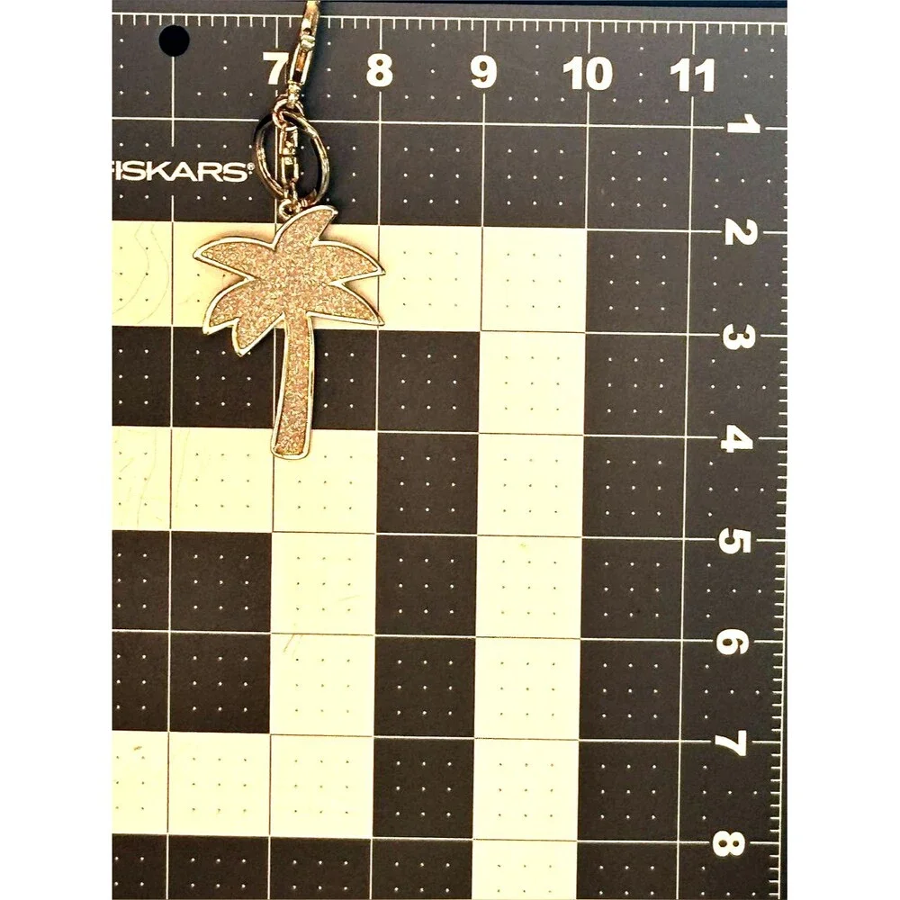 Express Gold Glitter Palm Tree Keychain Bag Charm NWOT Tropical Summer Gift